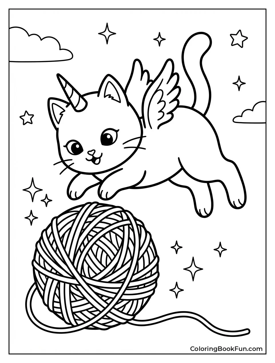 Unicorn Cat Pounces Yarn Ball