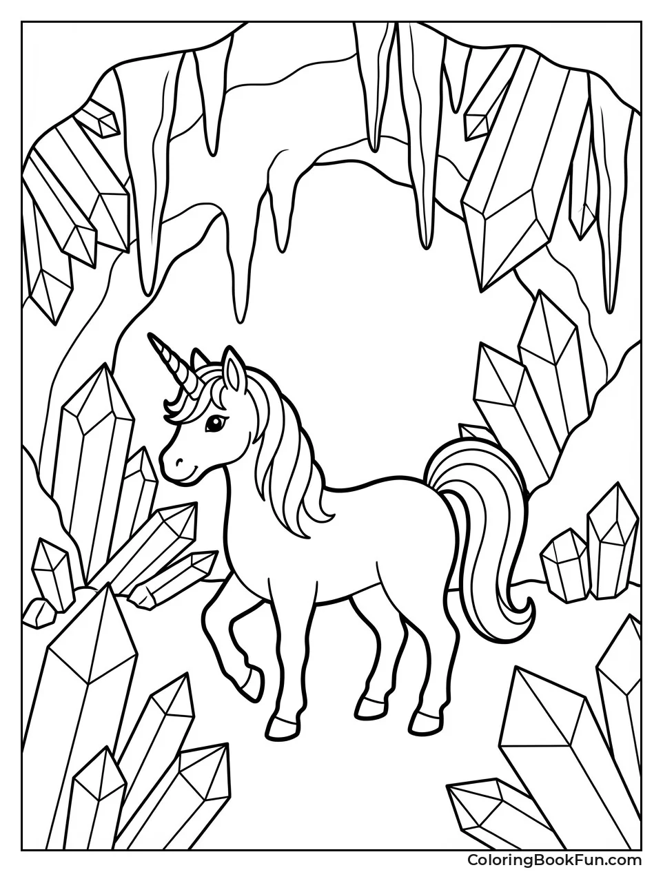 Unicorn Exploring Crystal Cave