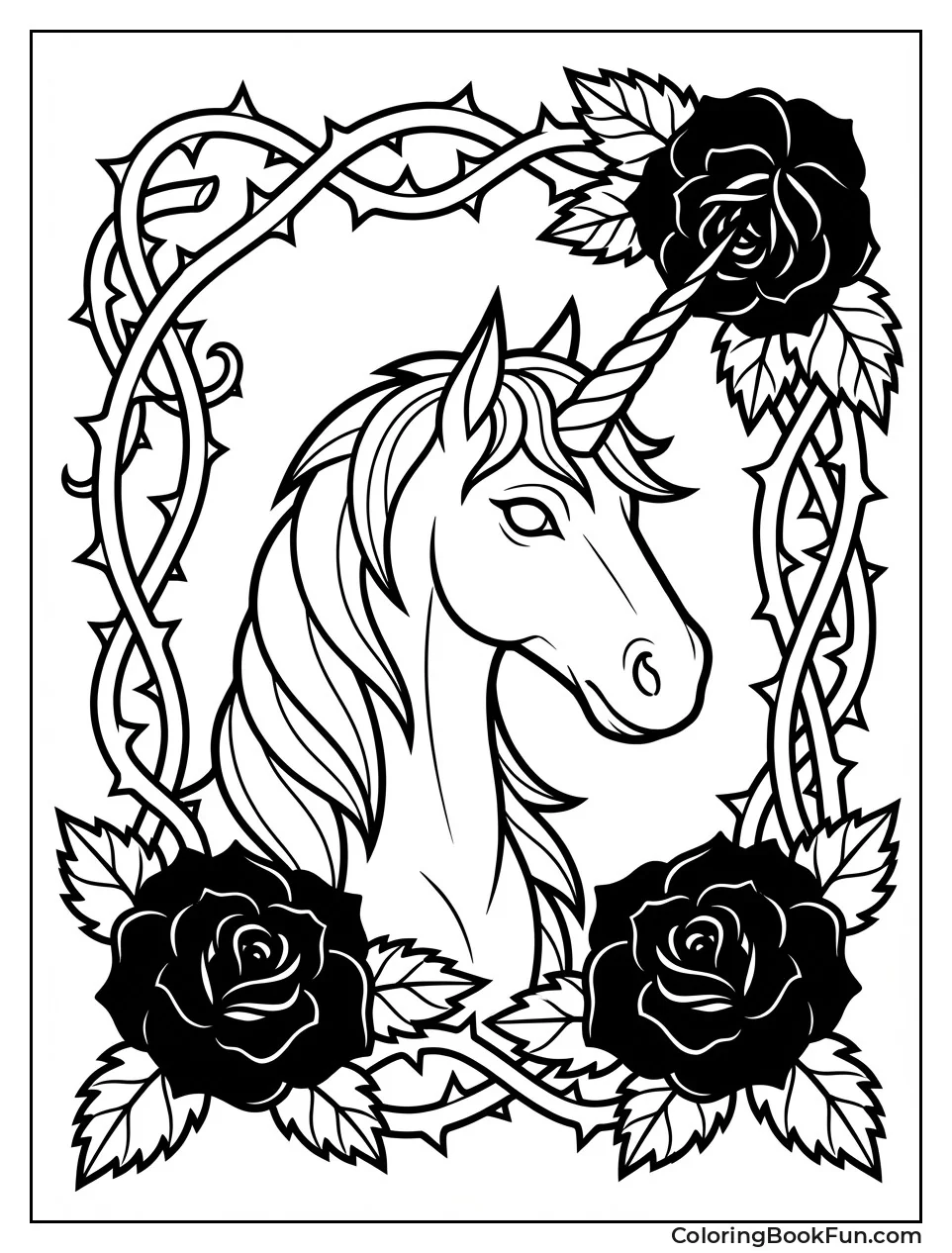 Gothic Unicorn with Roses