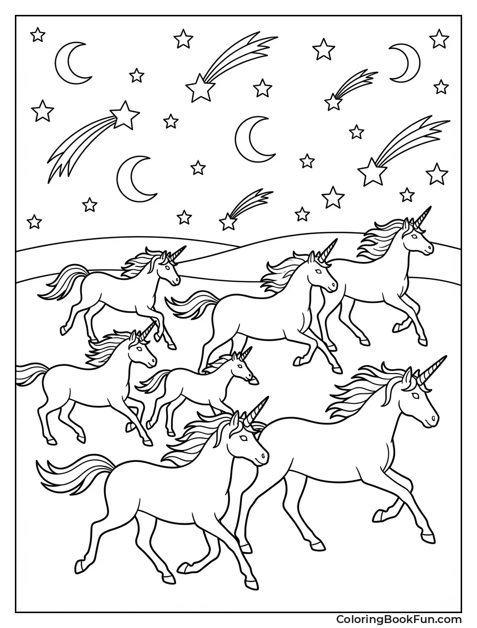 Herd Galloping under Stars