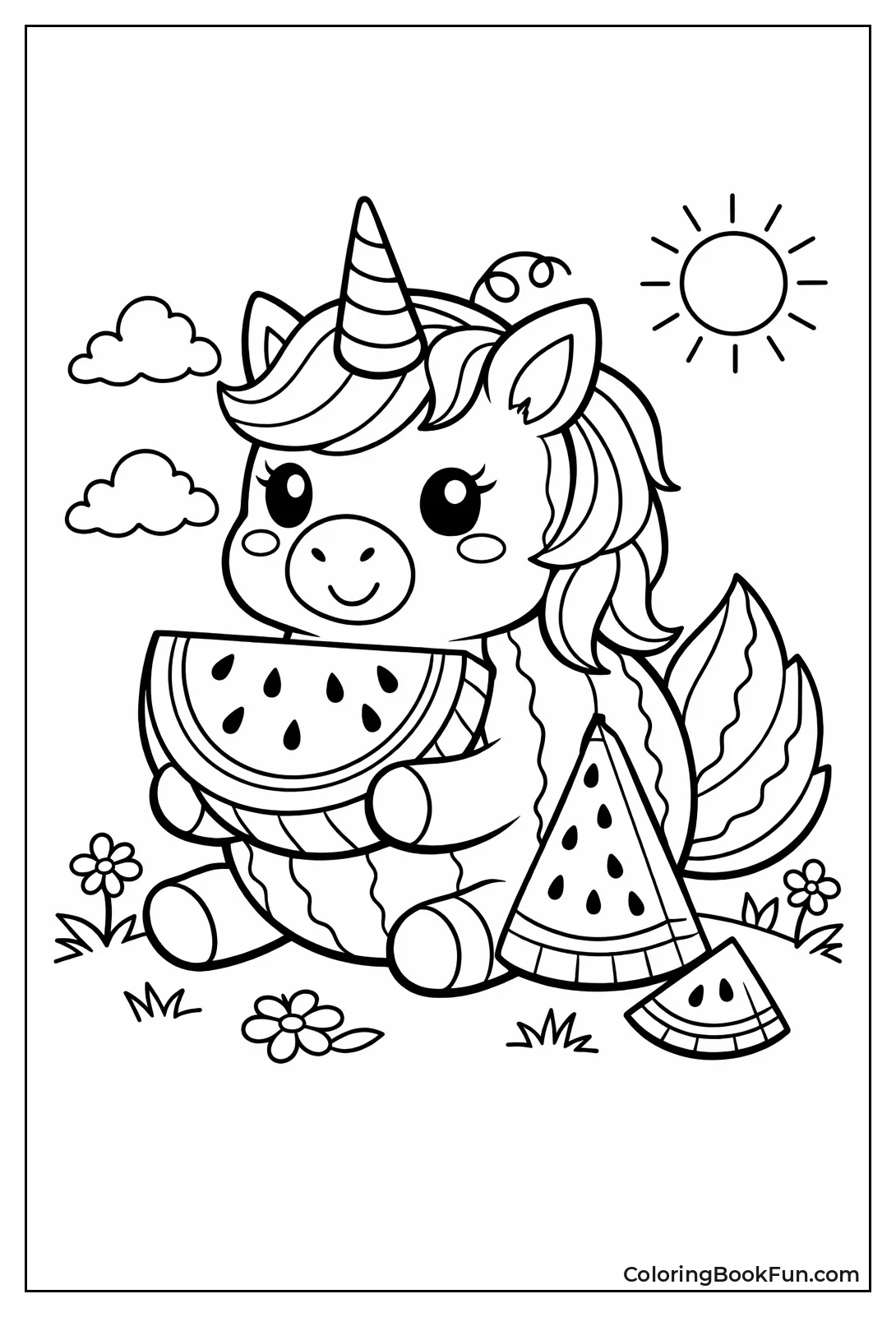 Unicorn with Watermelon Slice