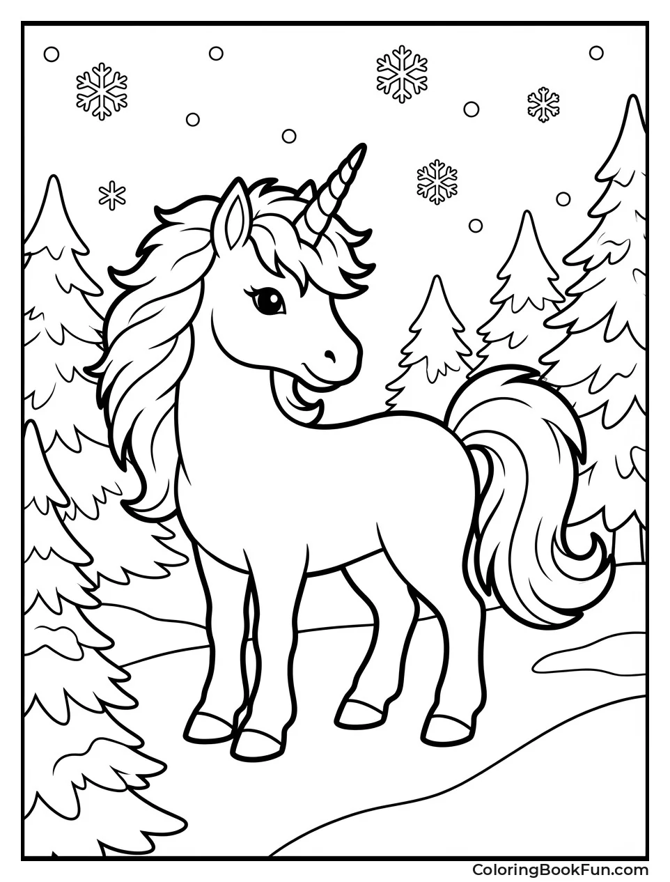 Unicorn in Snowy Wonderland