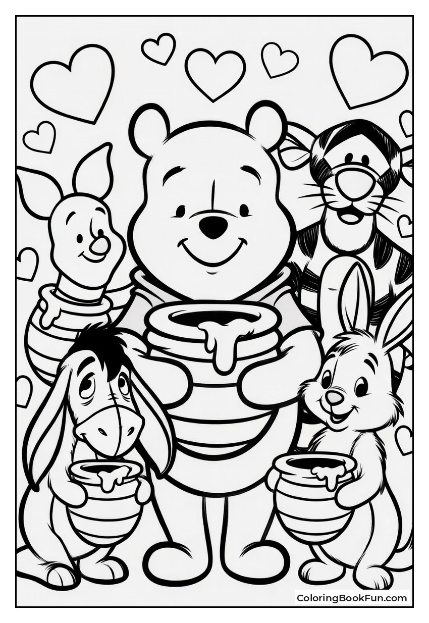 Pooh Shares Honey Pots and Hearts