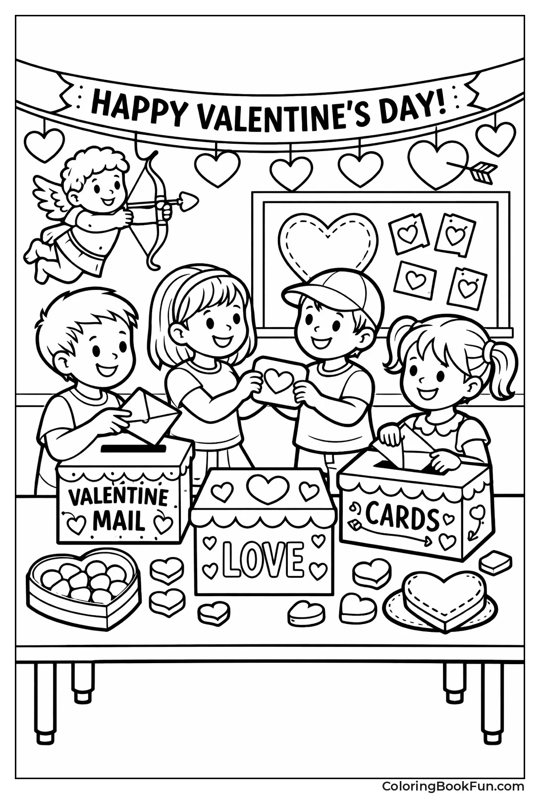Kids Exchanging Valentine Cards