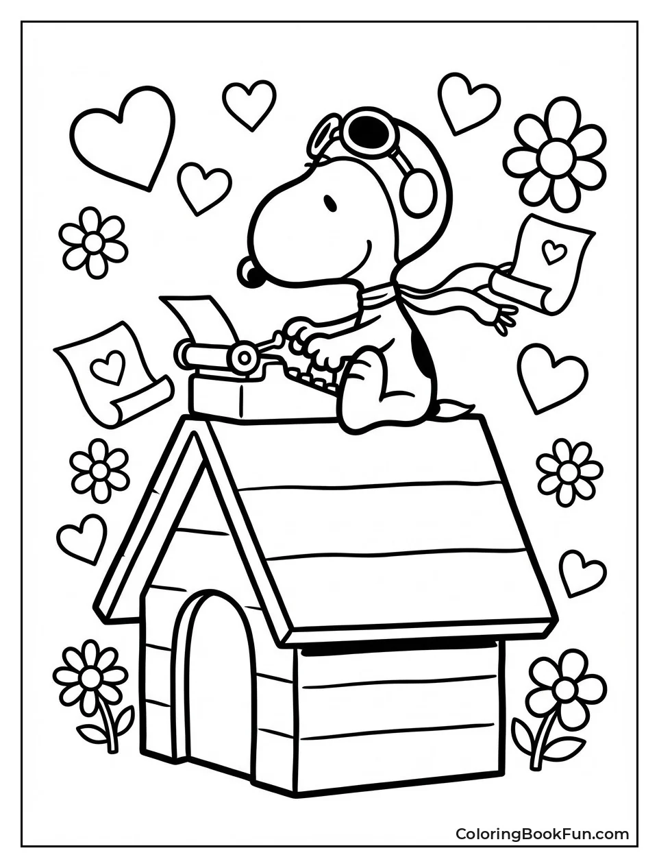 Snoopy Types Love Letter