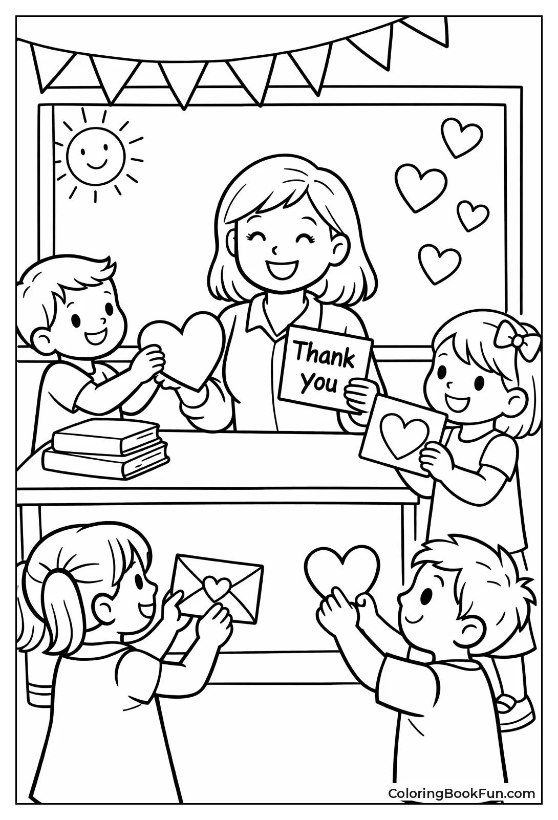Teacher Getting Valentine Heart Cards