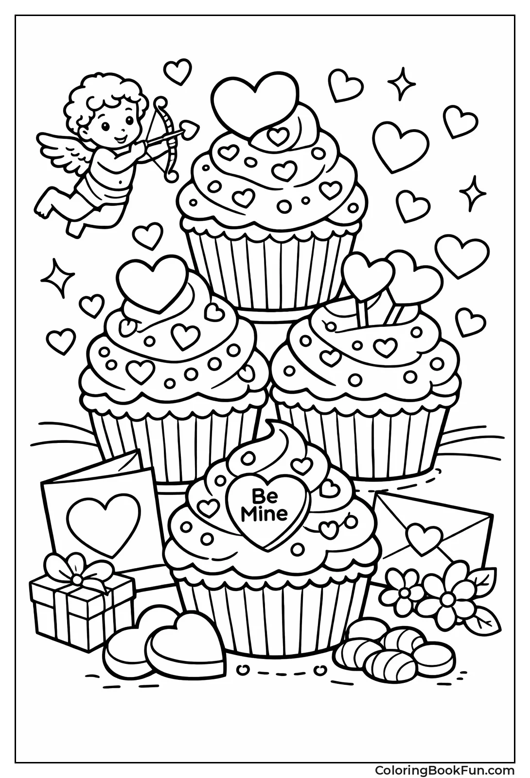 Stacked Cupcakes with Hearts