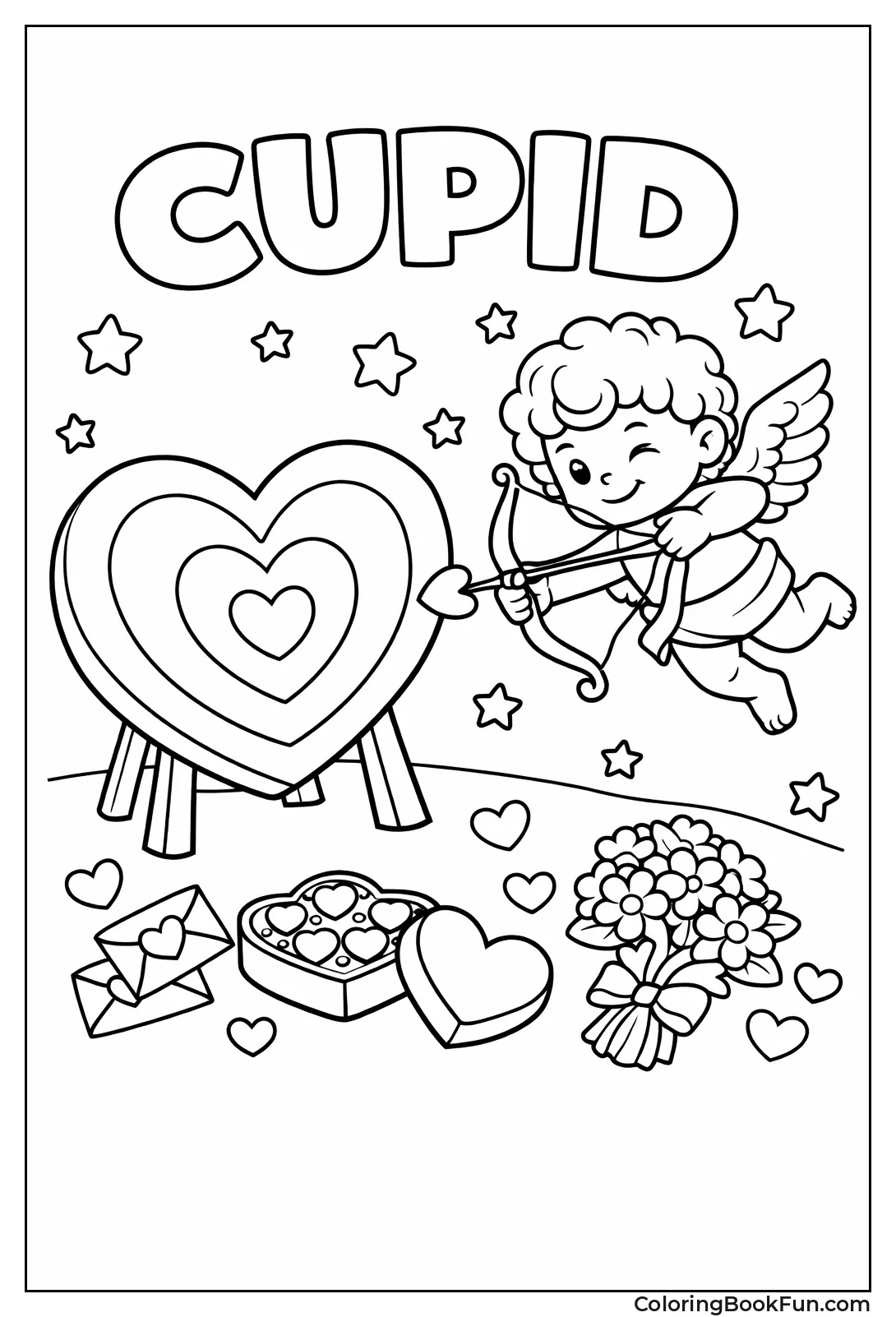 Cupid Aiming Heart Arrow