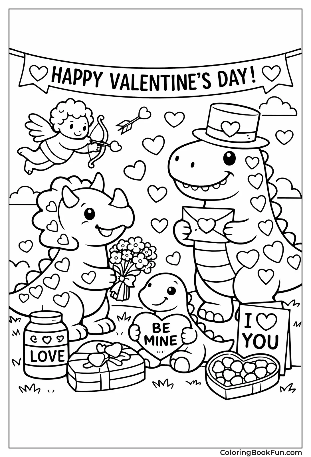 Dinosaurs Wearing Heart Decor