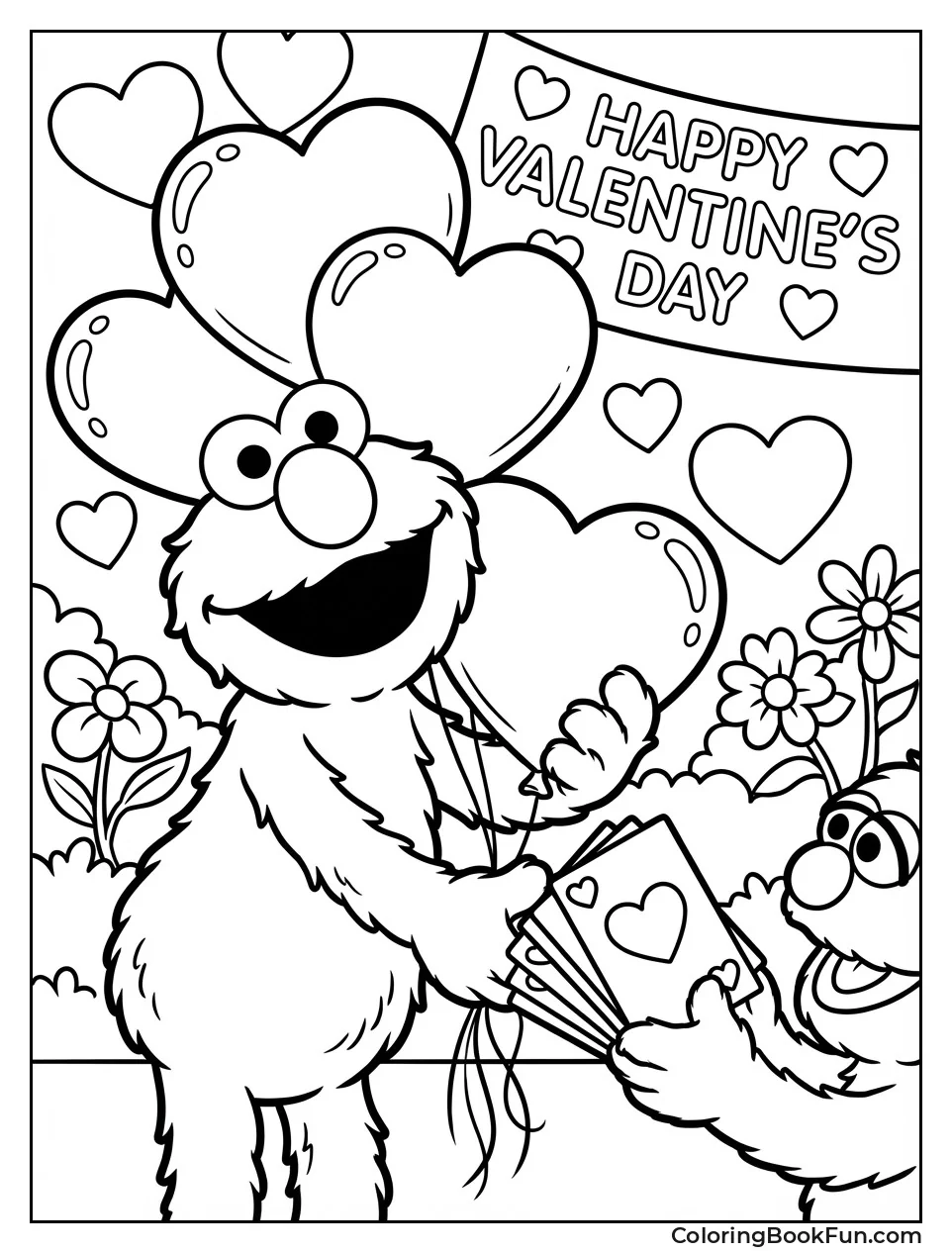 Elmo Hugging Giant Hearts