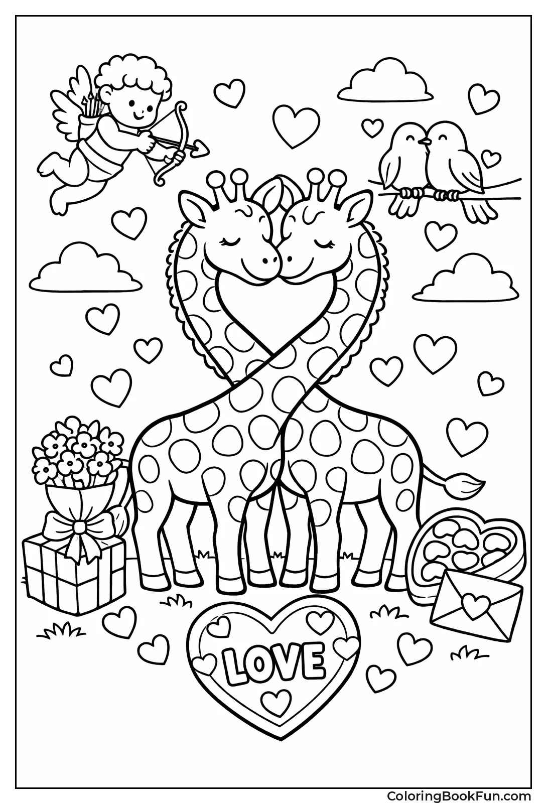 Giraffes Forming Neck Heart