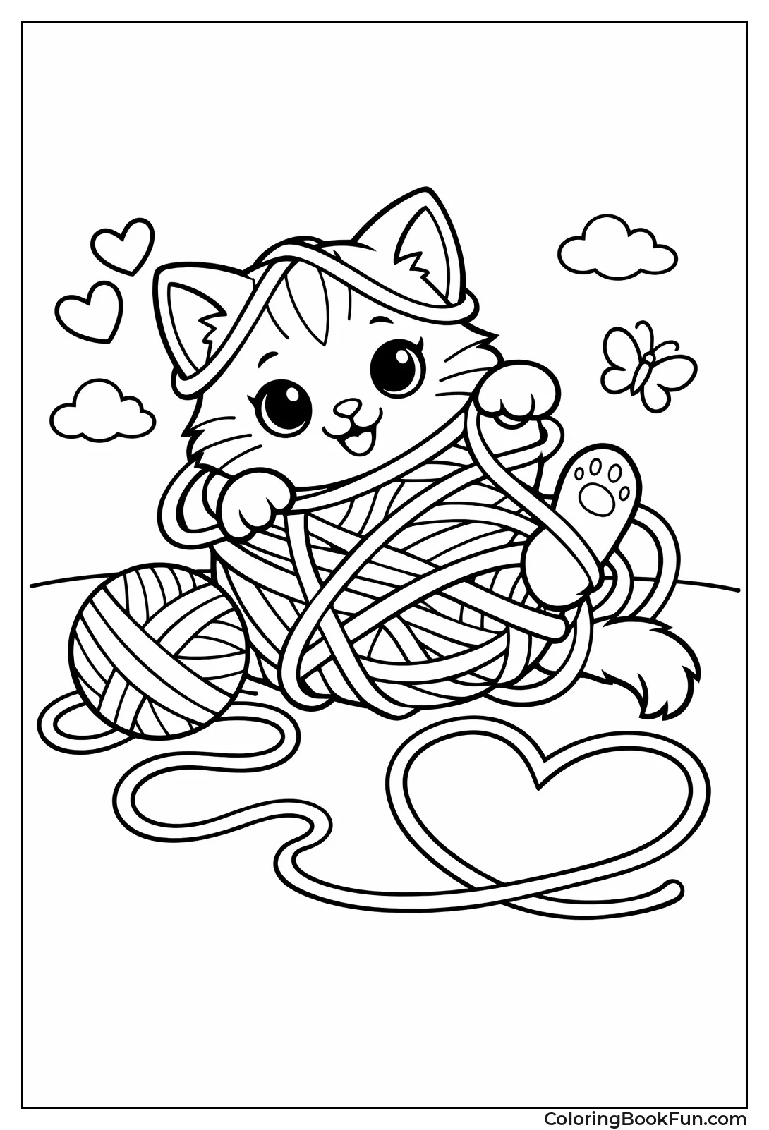 Kitten in Yarn Heart