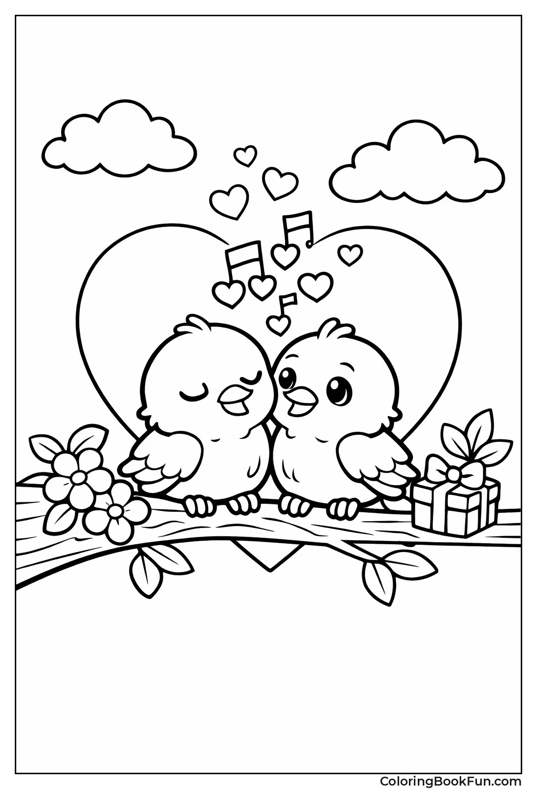 Lovebirds on Tree Branch