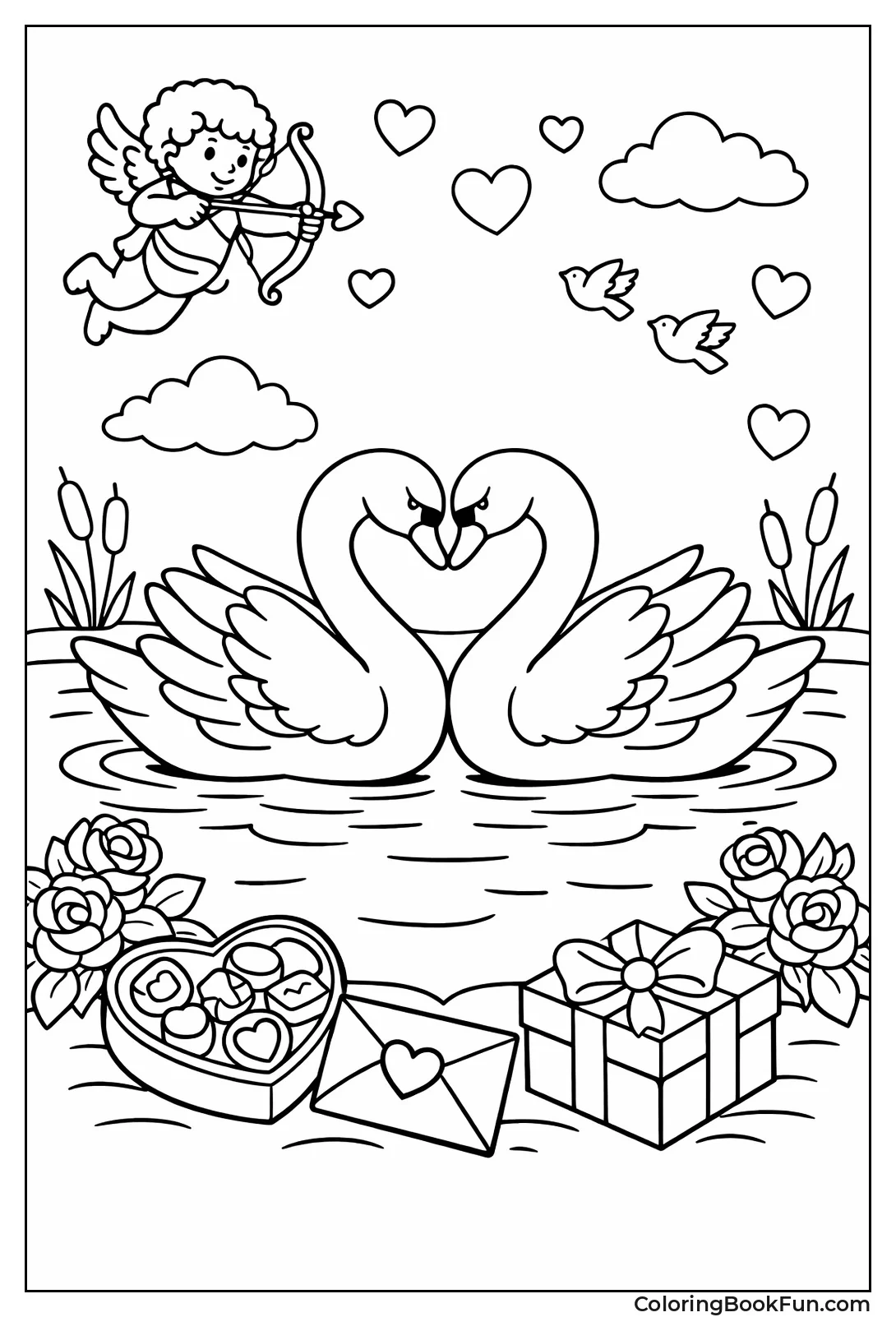 Swans Forming Heart Necks