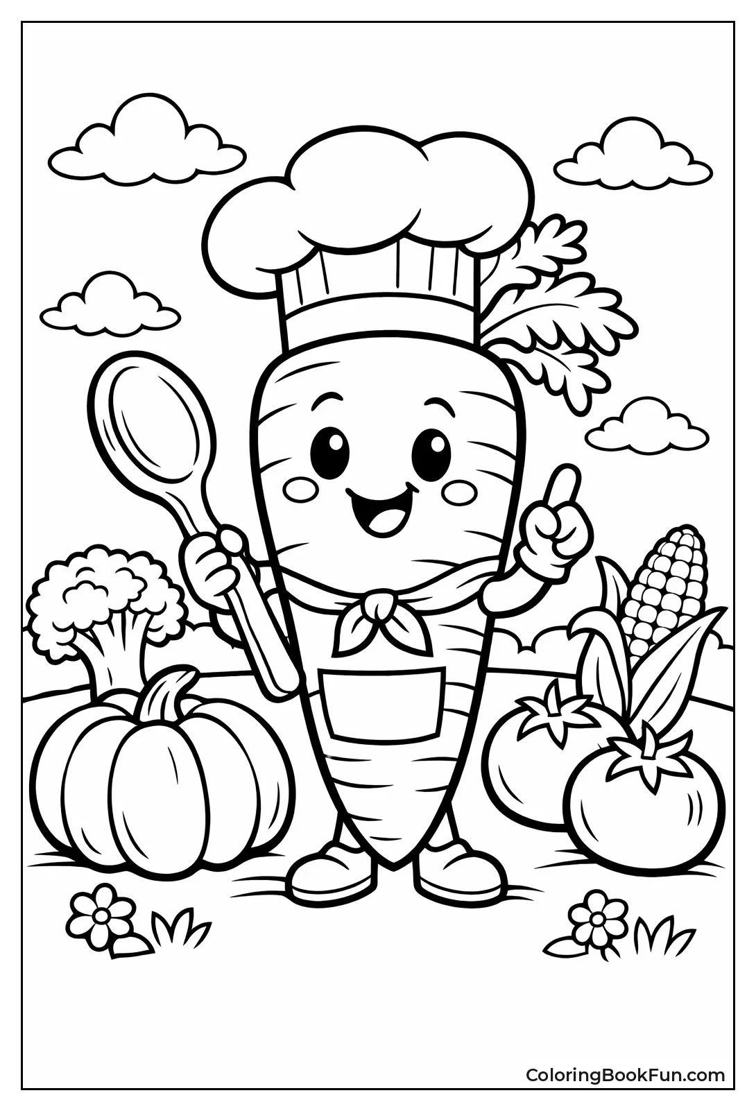 Carrot Chef Holding Spoon