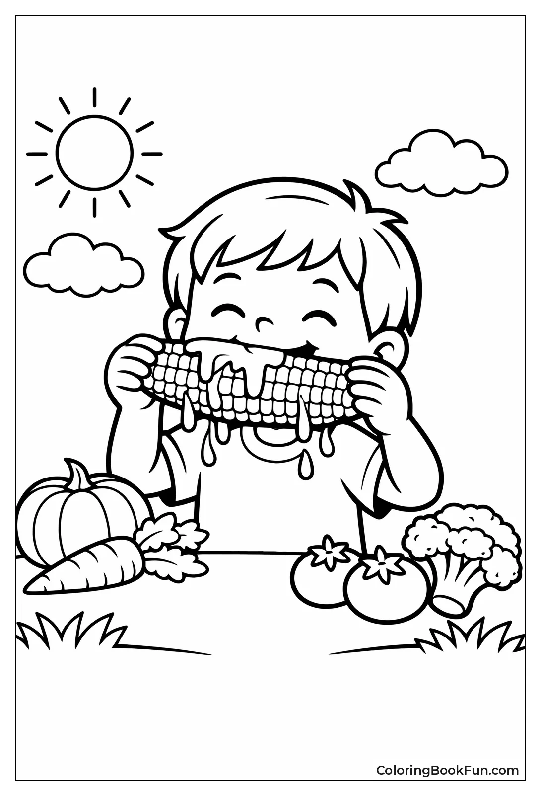 Child Eating Corn Cob