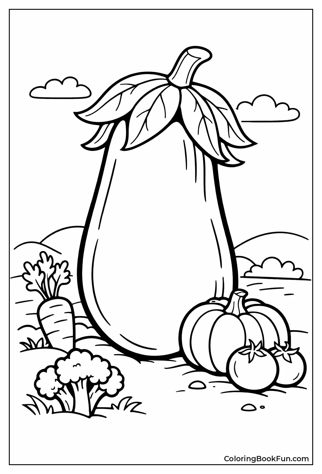 Giant Eggplant with Leaves