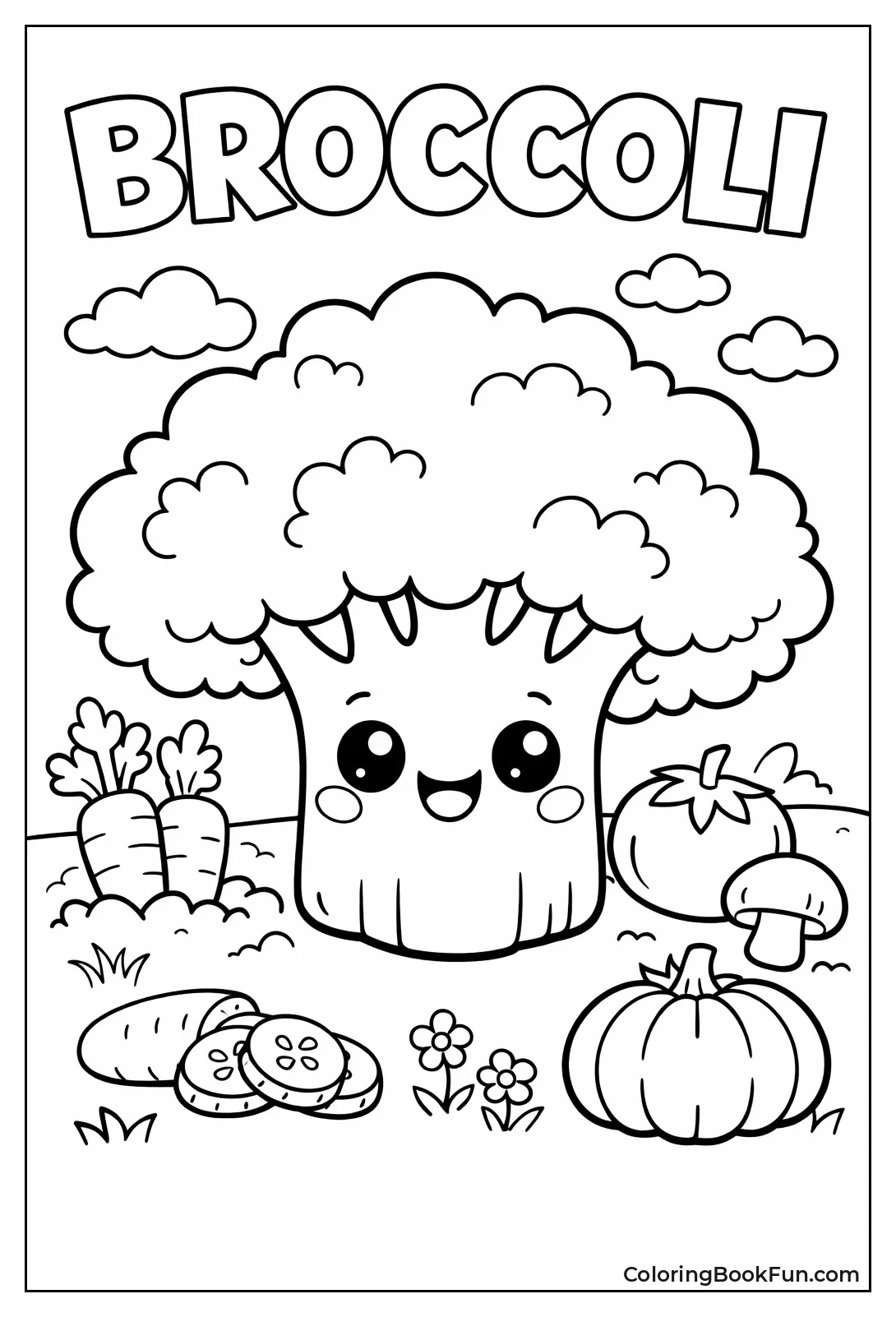 Kawaii Broccoli Smiling Big