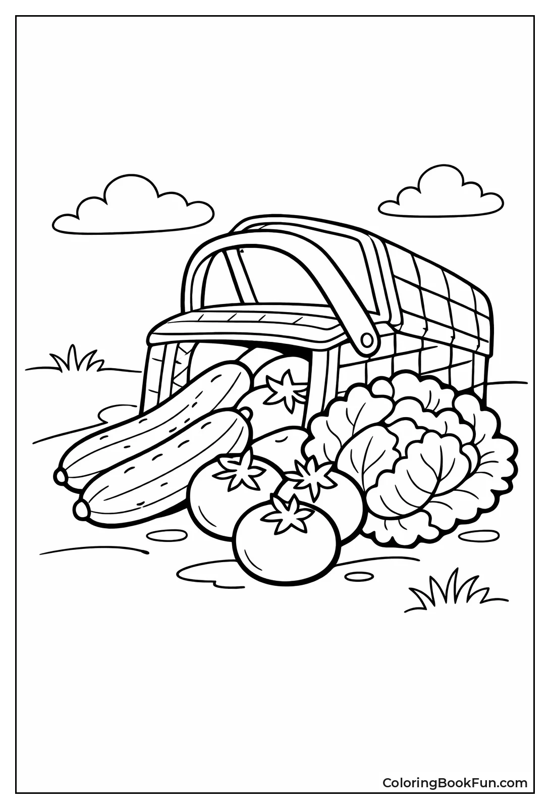 Picnic Basket Spilling Veggies