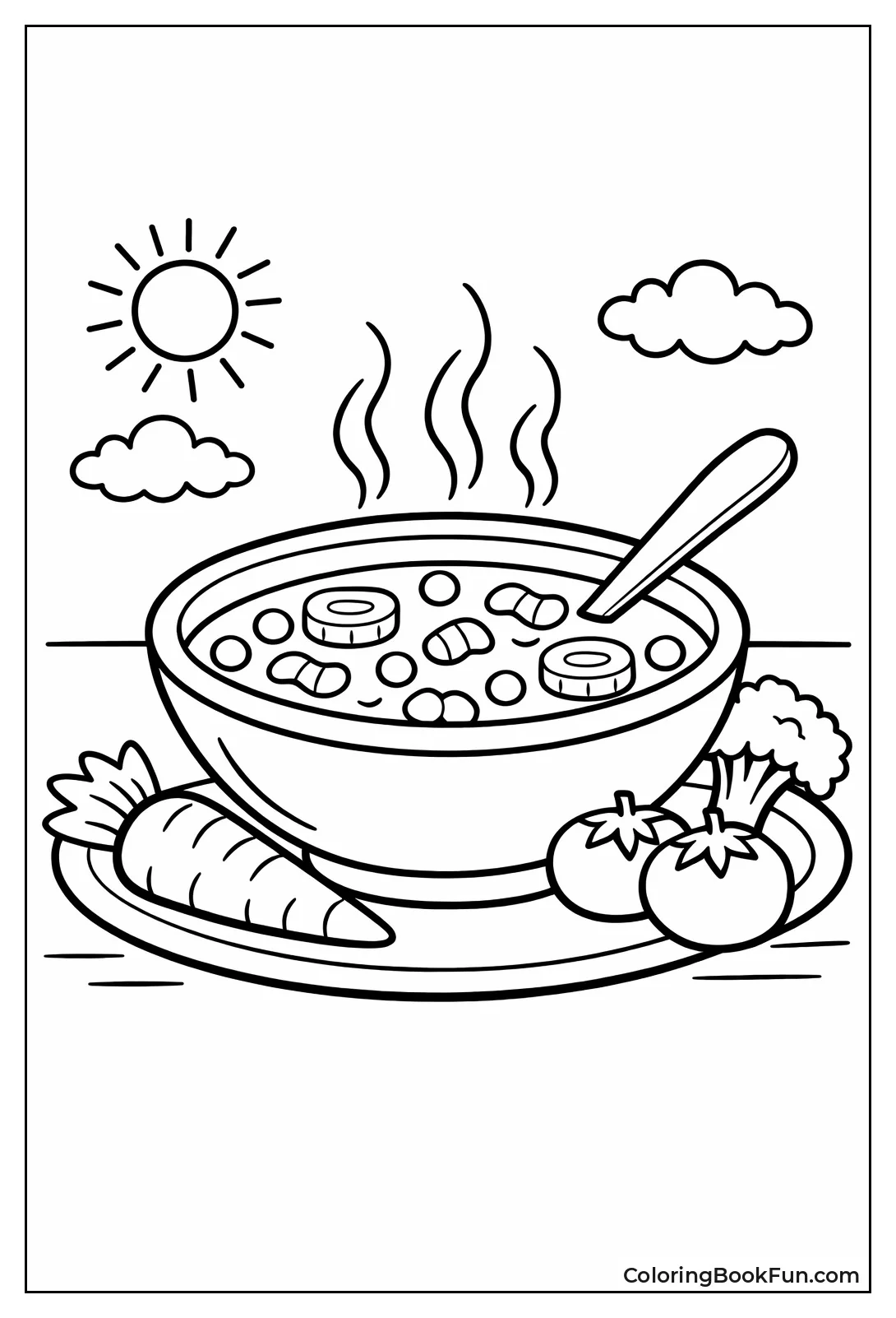 Steaming Veggie Soup Bowl