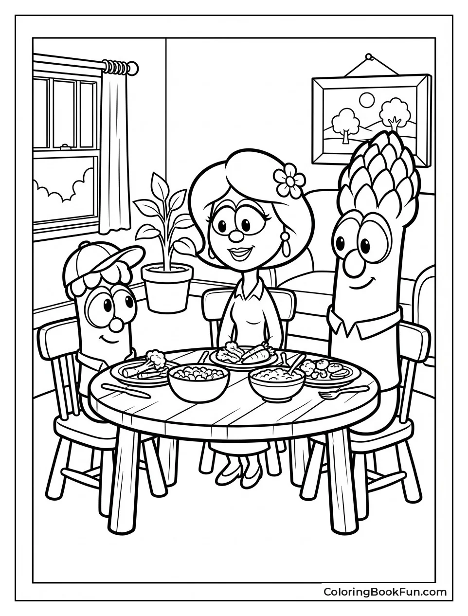 Asparagus Family Eats Dinner