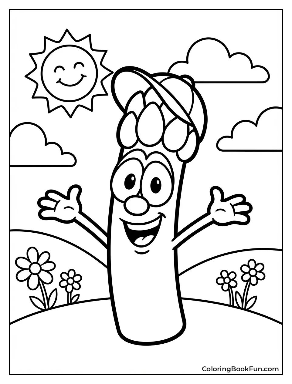 Junior Asparagus Grins Happily