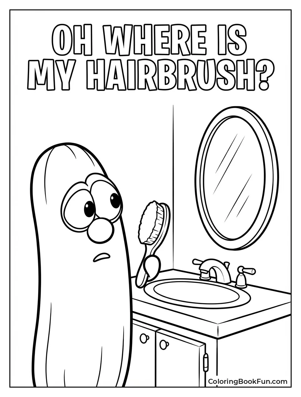 Larry Holds Hairbrush Confused