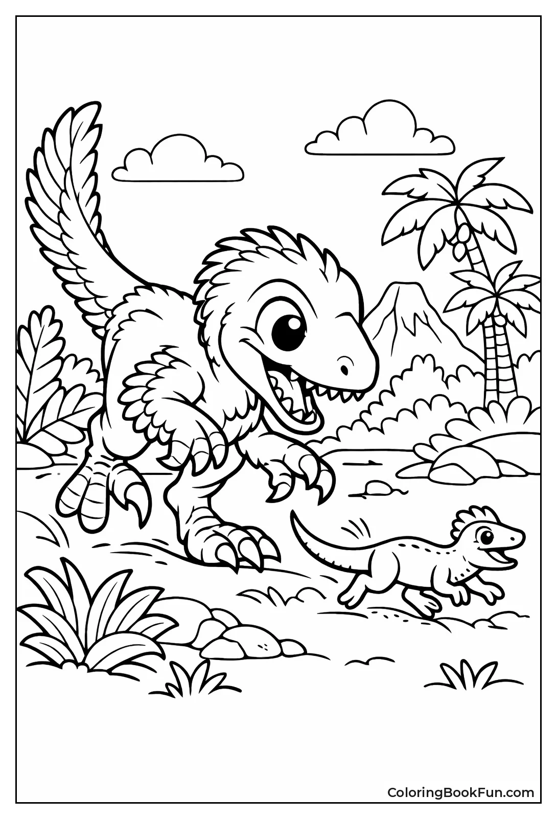 Juvenile Velociraptor Chases Lizard