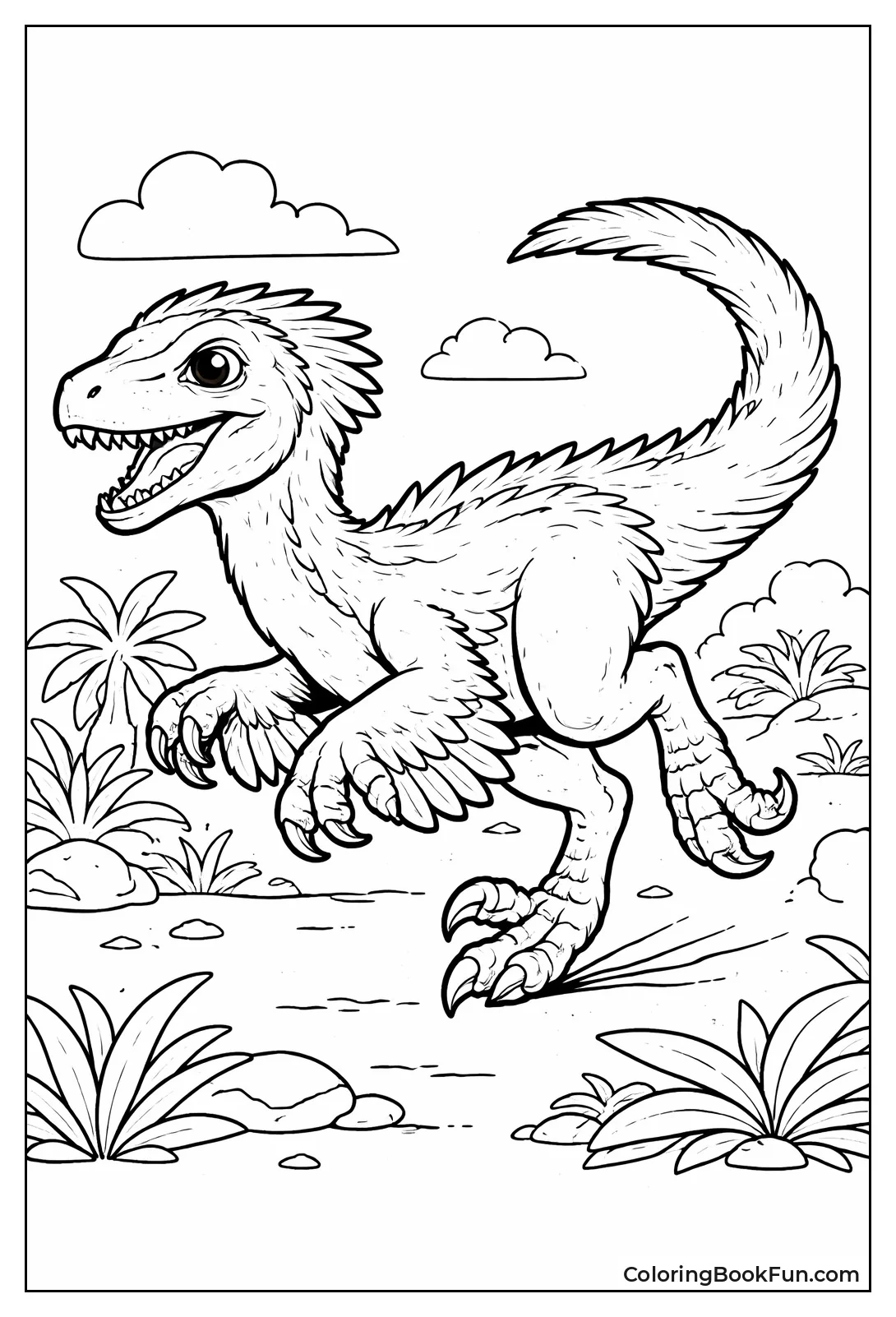 Velociraptor Runs Fast with Feathers