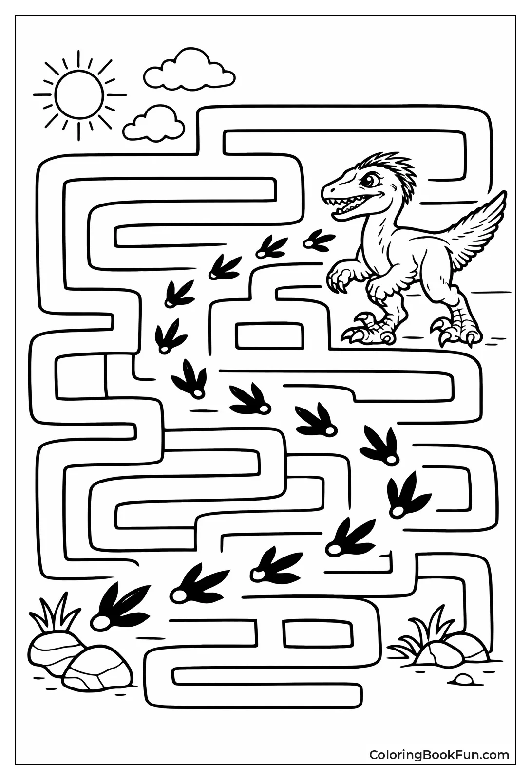 Velociraptor Follows Footprint Maze