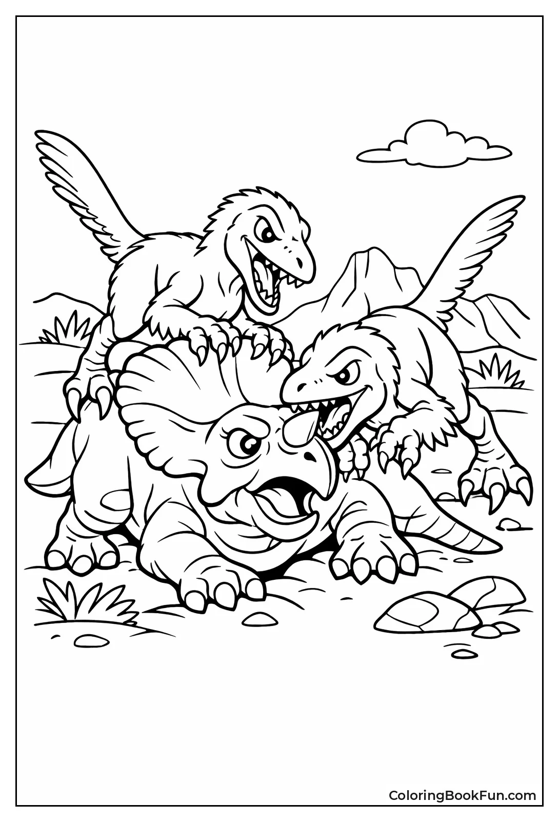 Velociraptors Hunt Protoceratops