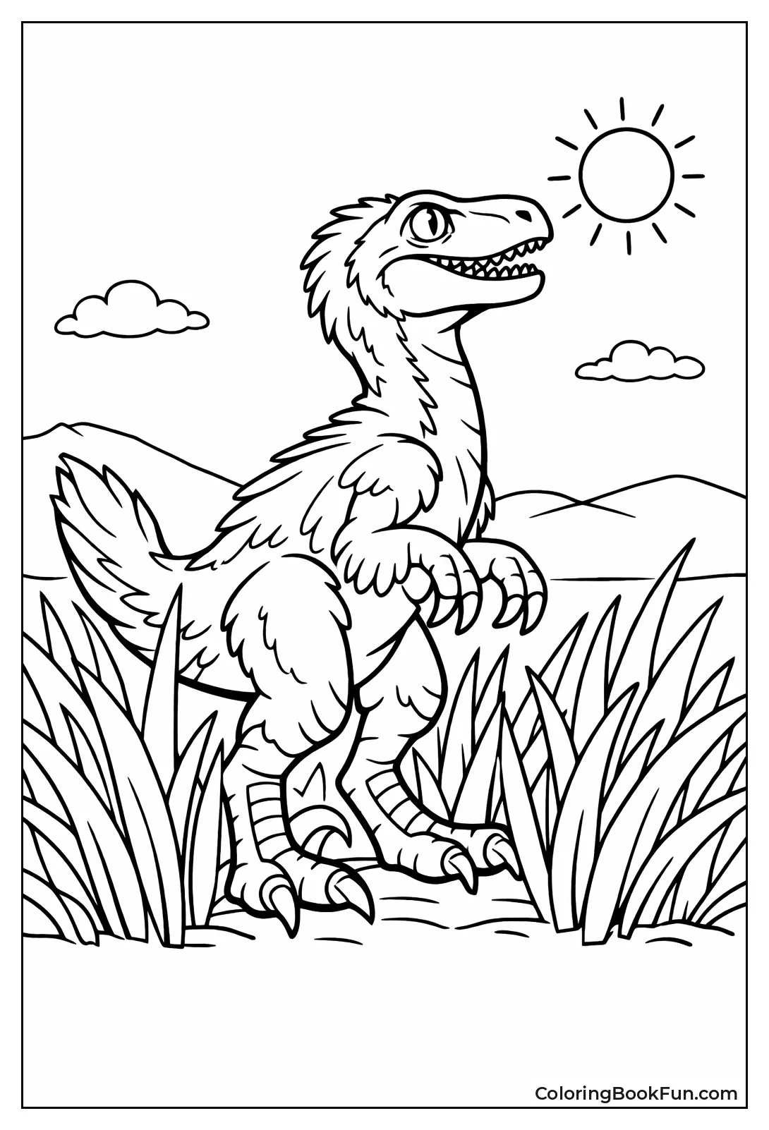 Velociraptor Peers over Grass