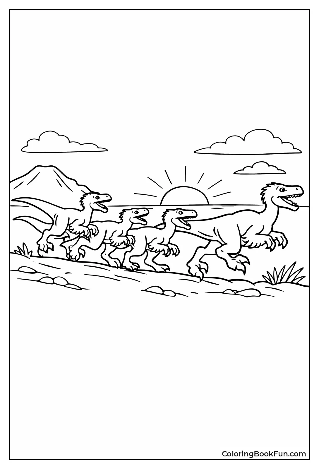 Running Velociraptor Pack Silhouettes