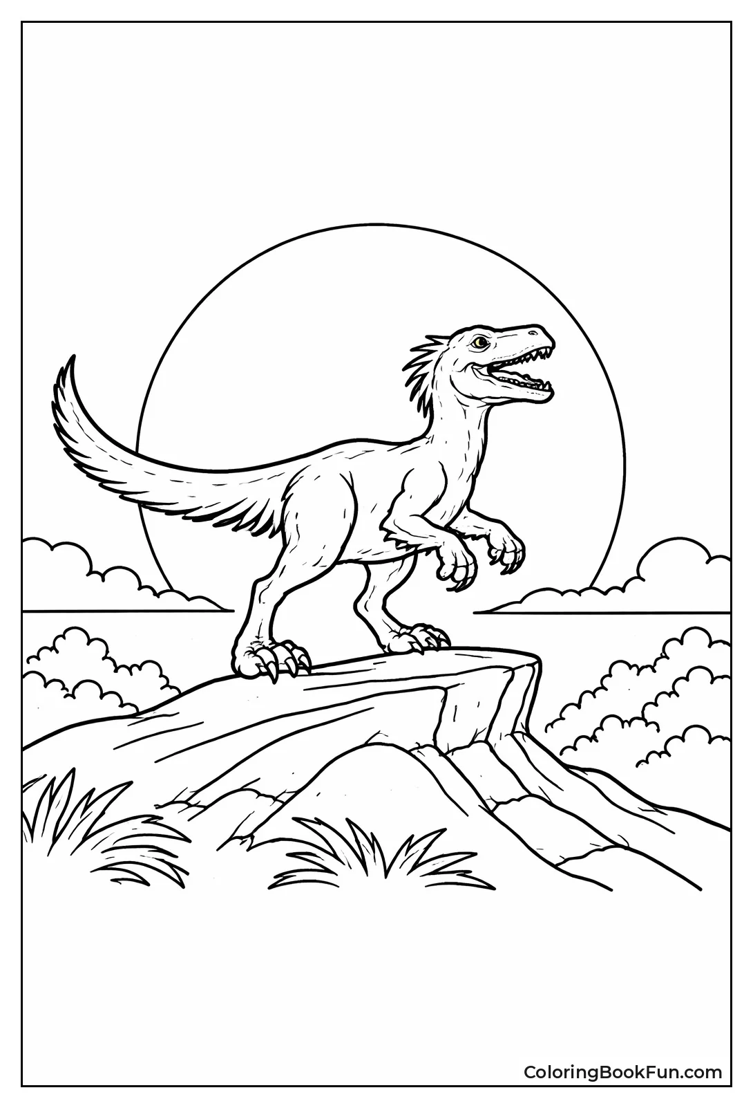 Sunset Velociraptor Silhouette