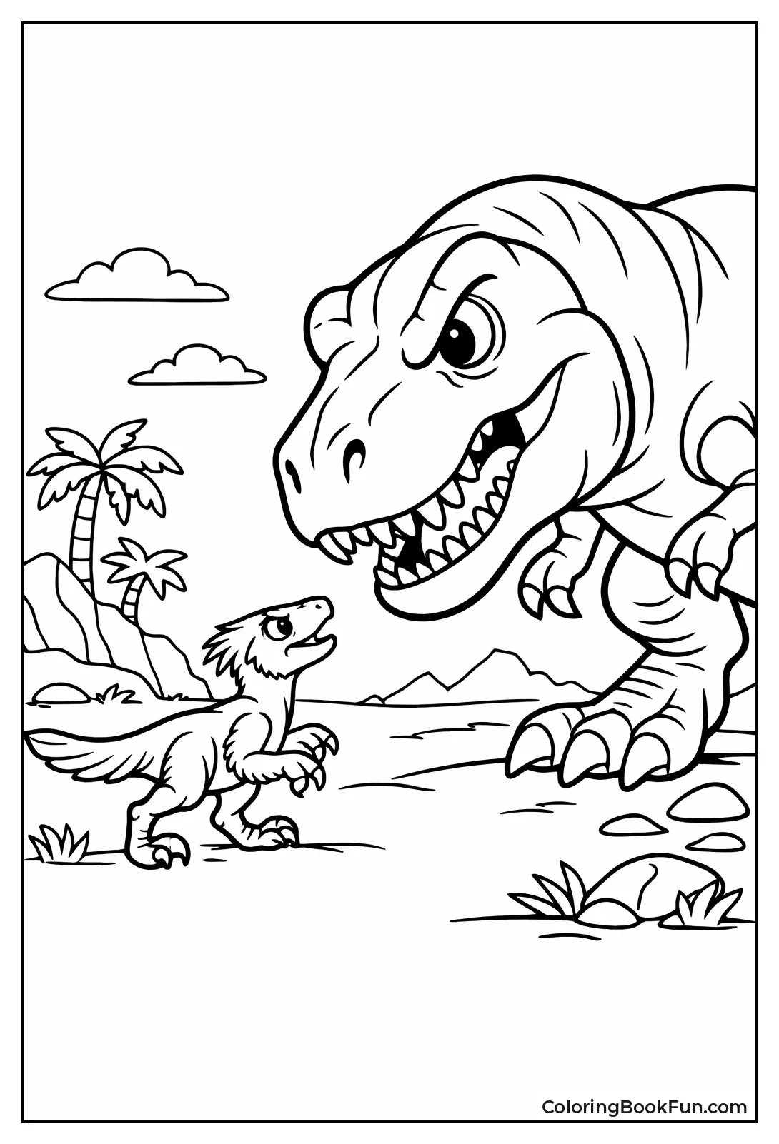 Velociraptor Approaches T-Rex