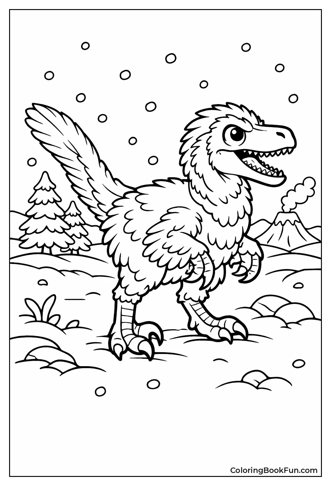 Fluffy Velociraptor in Snow
