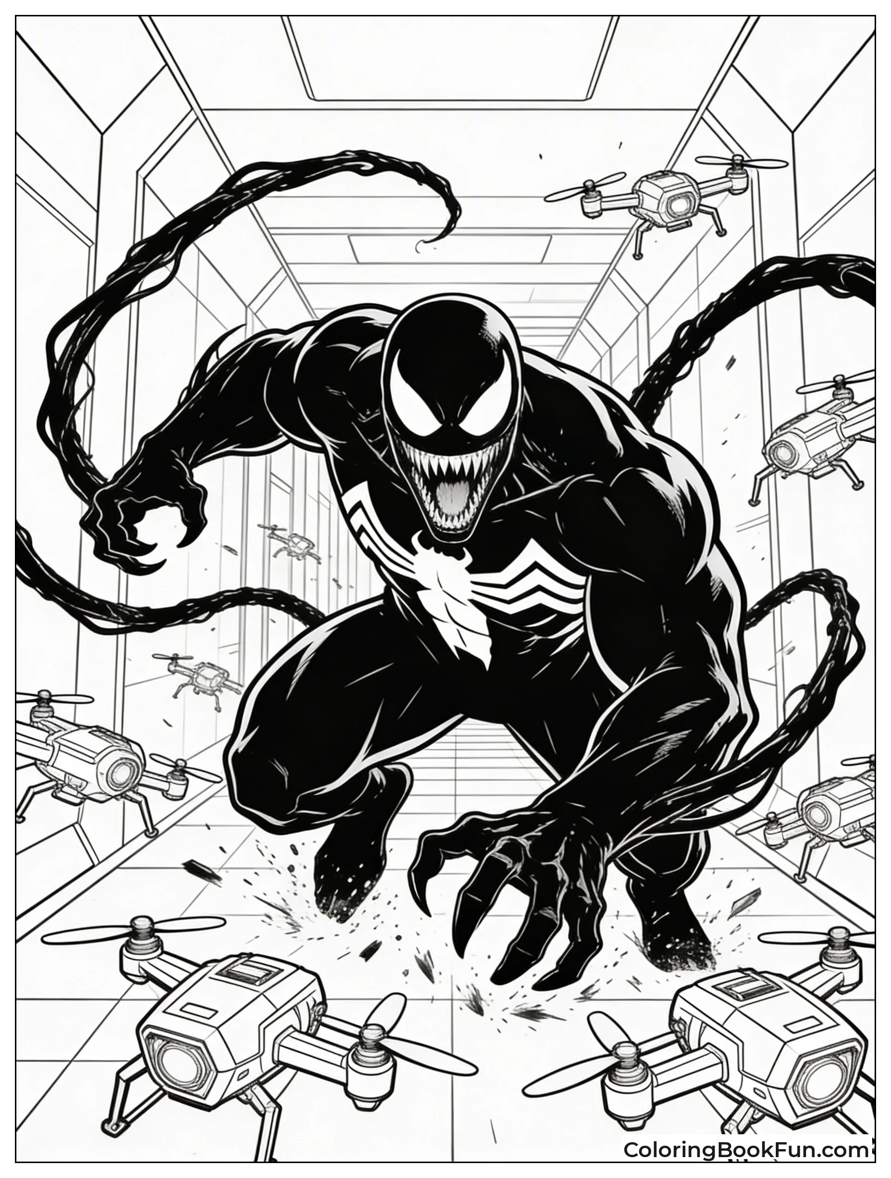 Venom Smashes Robot Drones