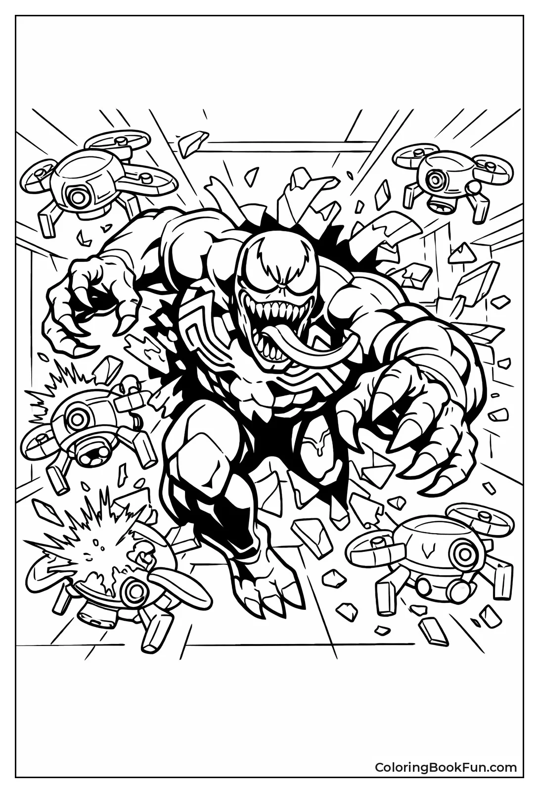 Venom Smashes Robot Drones