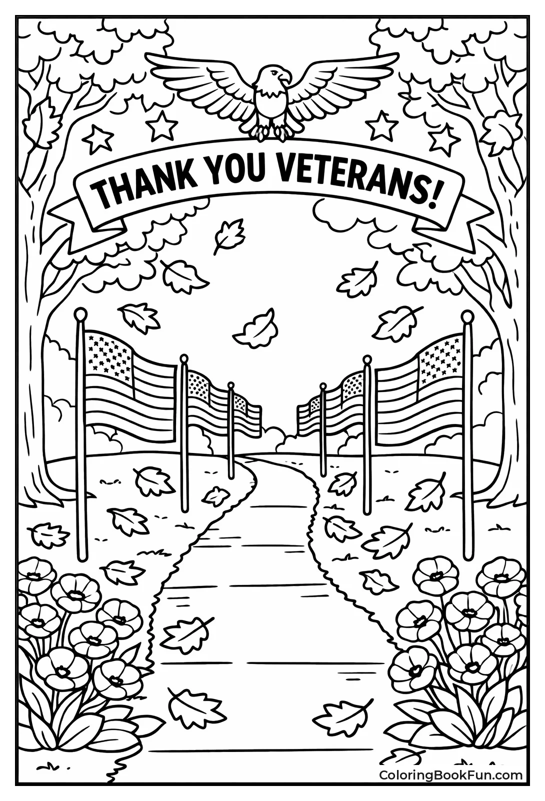 Flags Line Autumn Path