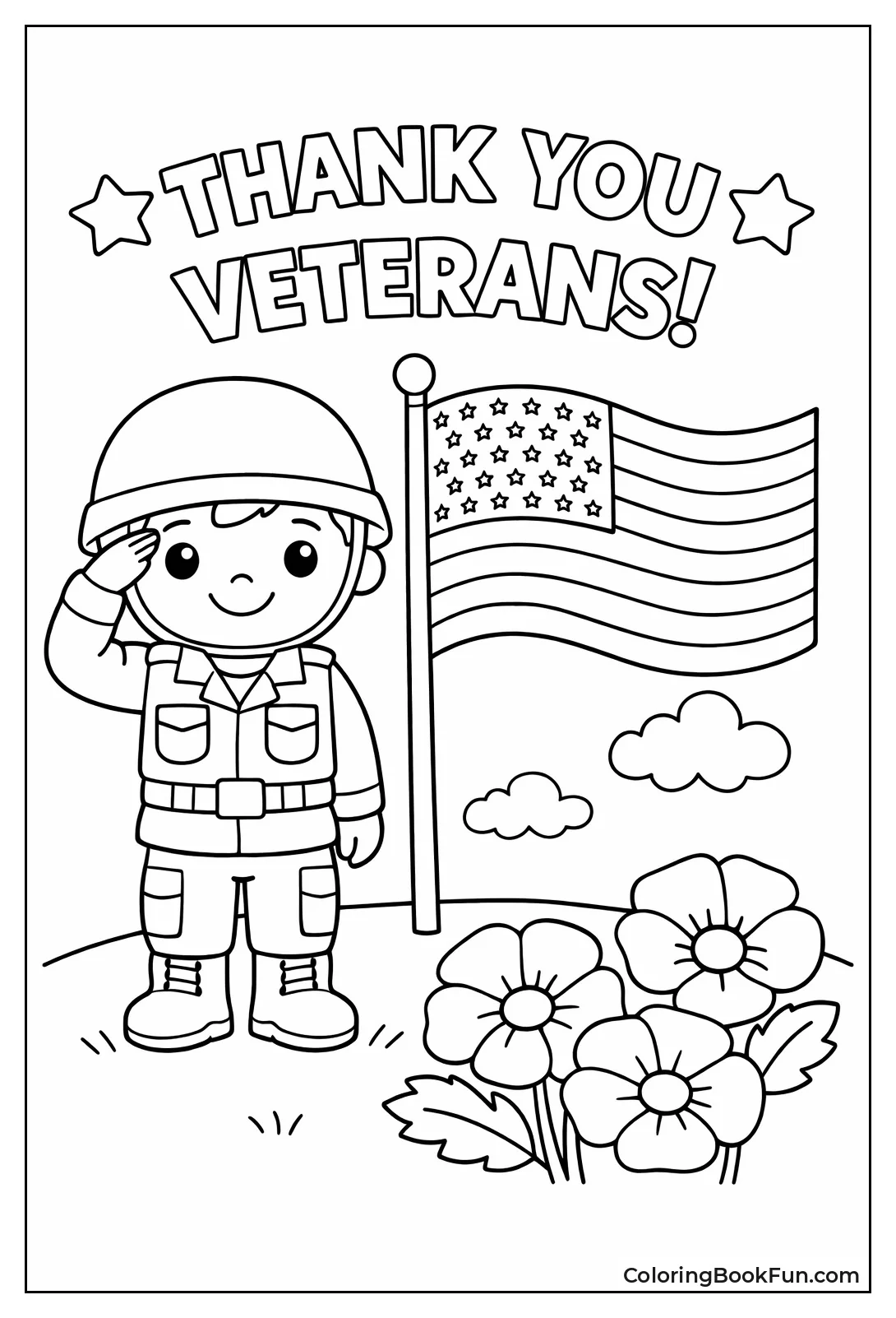 Soldier Salutes Simple Flag