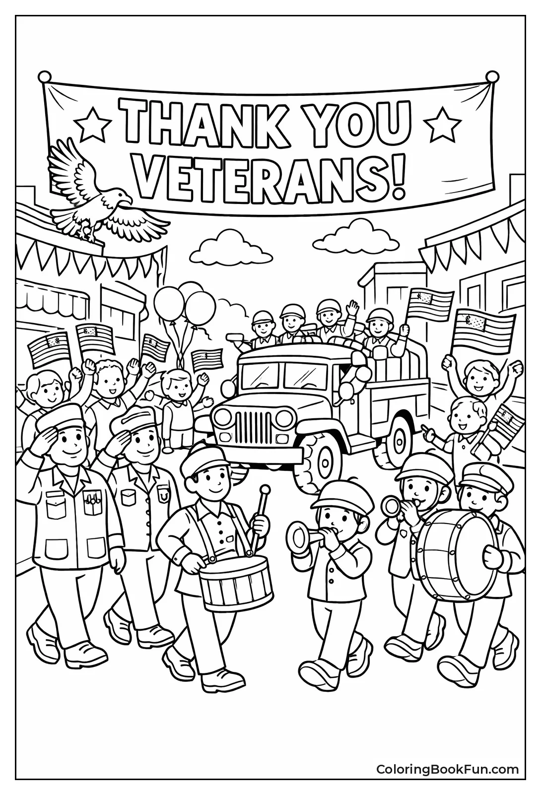 Veterans Parade Down Street