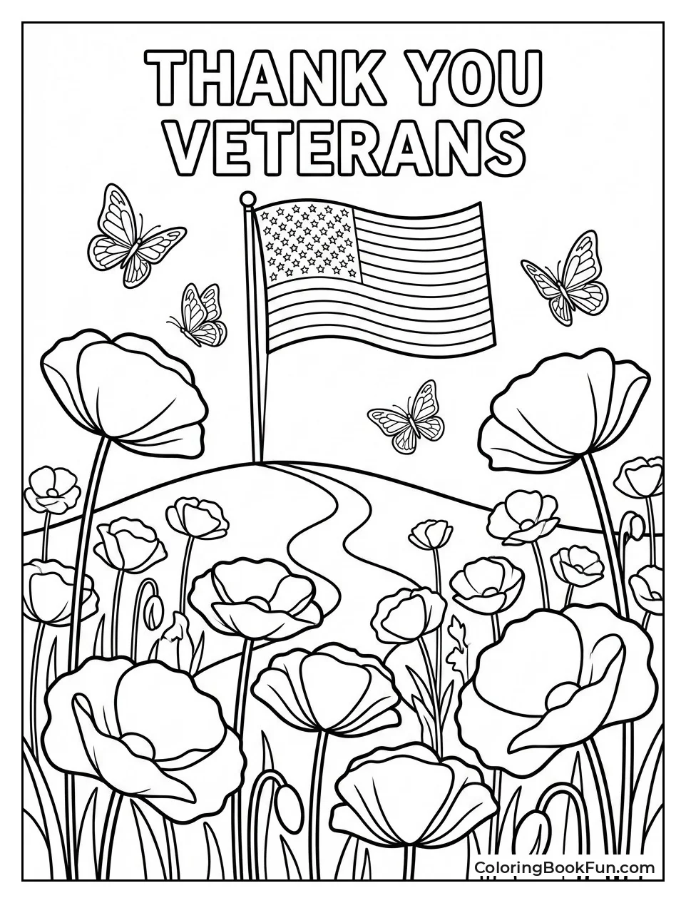 Poppies Wave with Flag