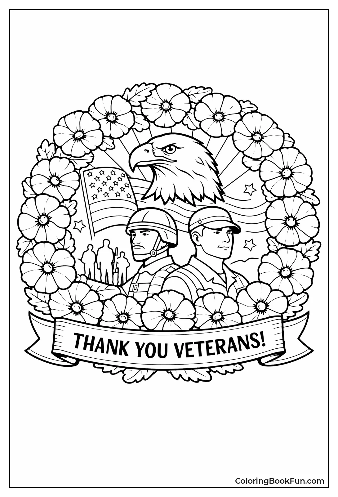 Poppy Wreath Hangs Gently