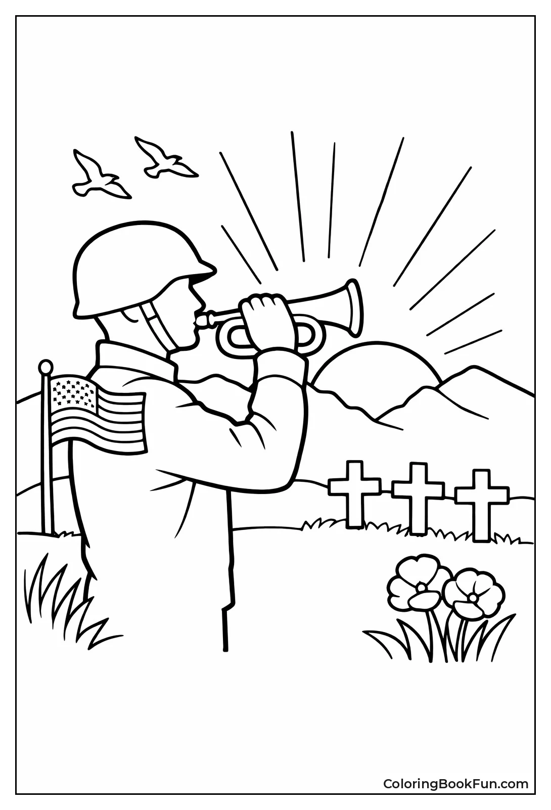 Bugler Plays at Sunset