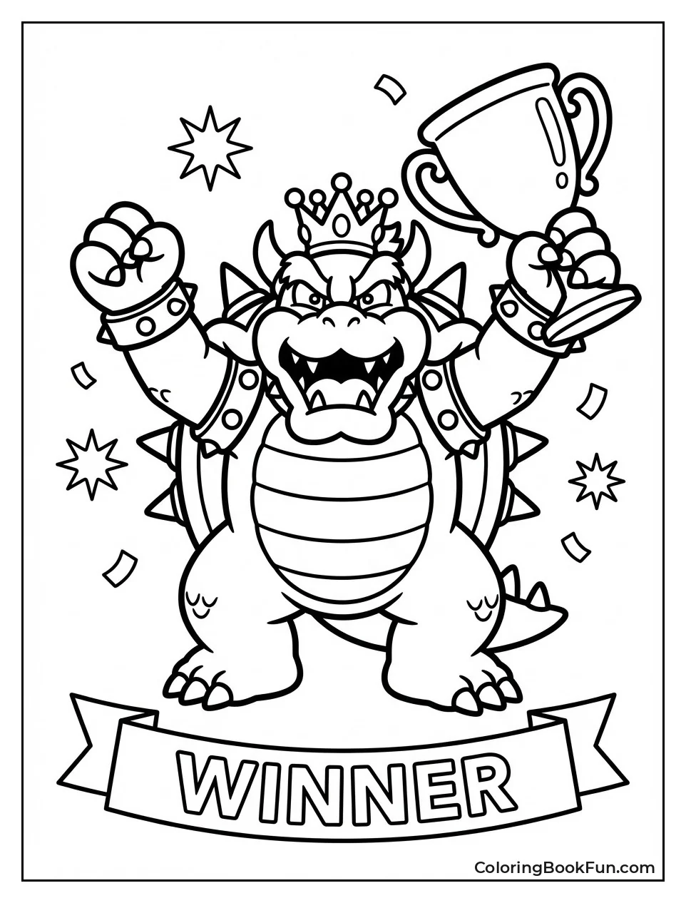 Bowser Raises Arms Victoriously