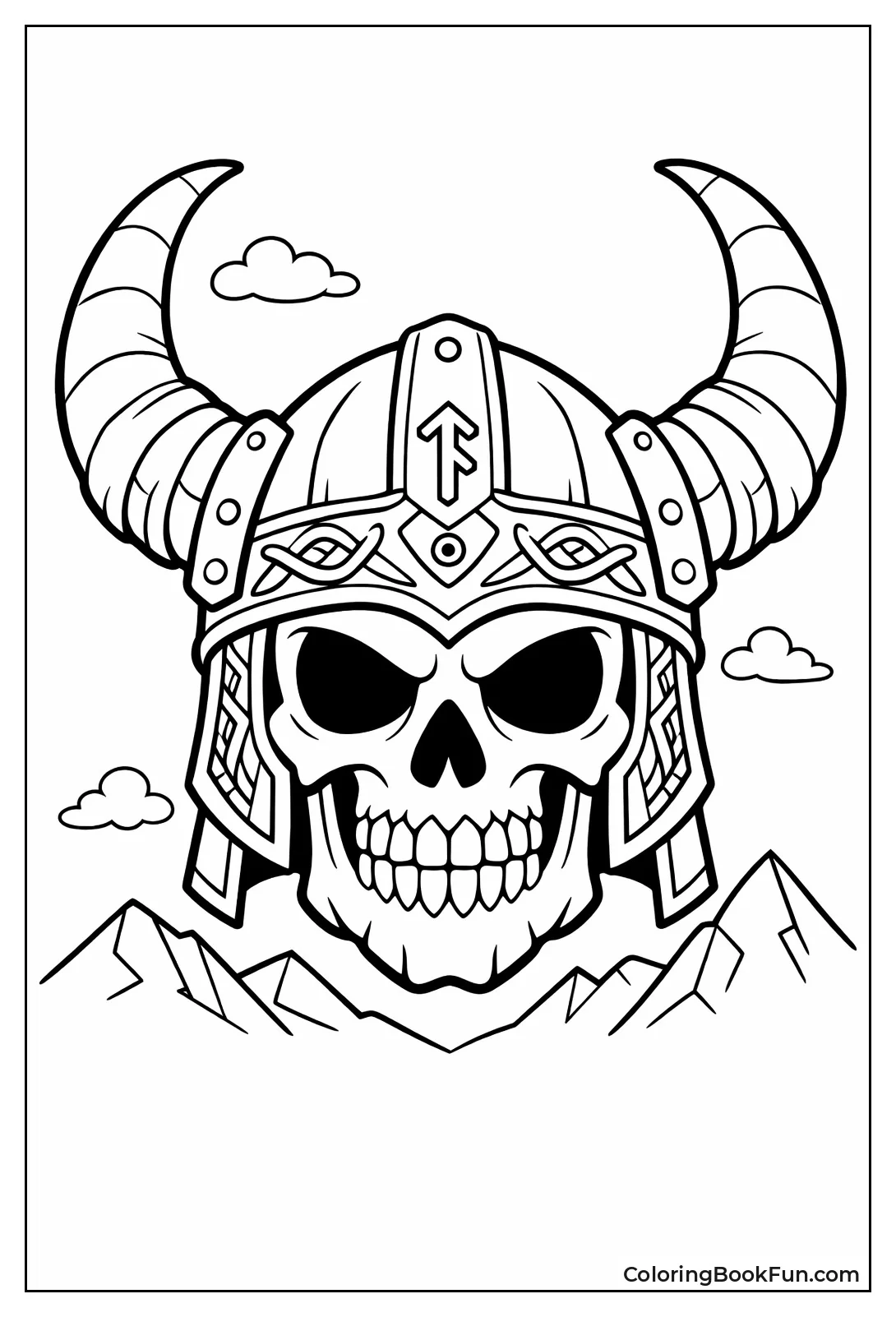 Viking Skull with Horned Helmet