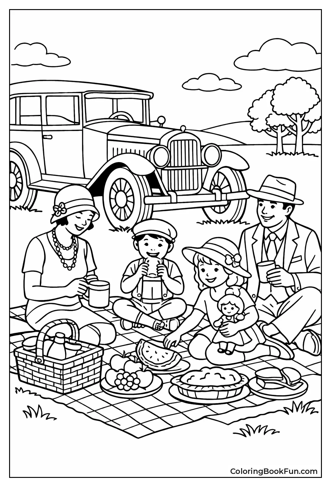 Family Picnics by Vintage Car