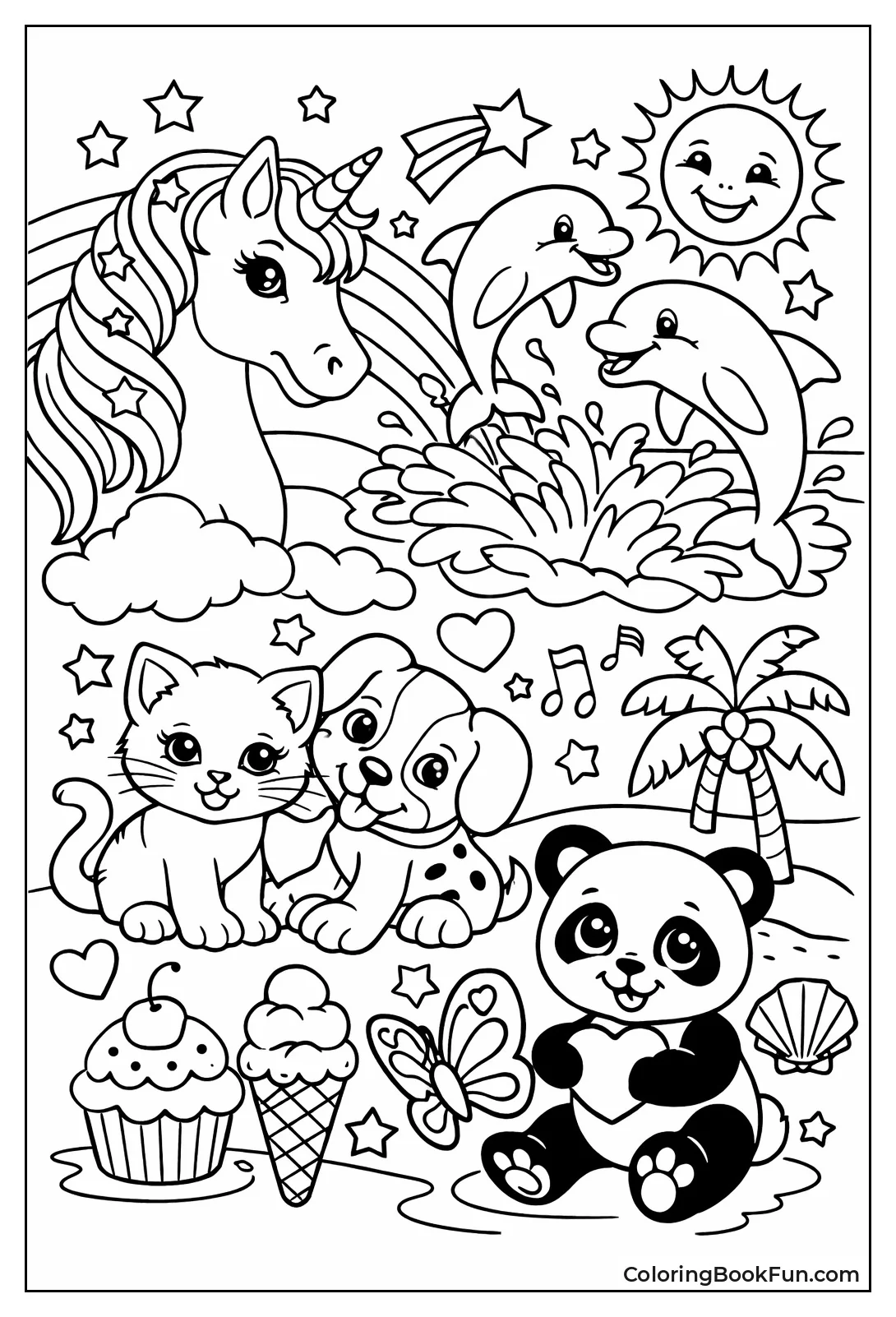 Vintage Unicorn amid Neon Animals