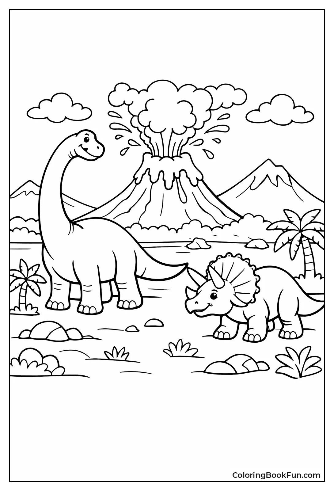 Dinosaurs Watch Volcano Erupt