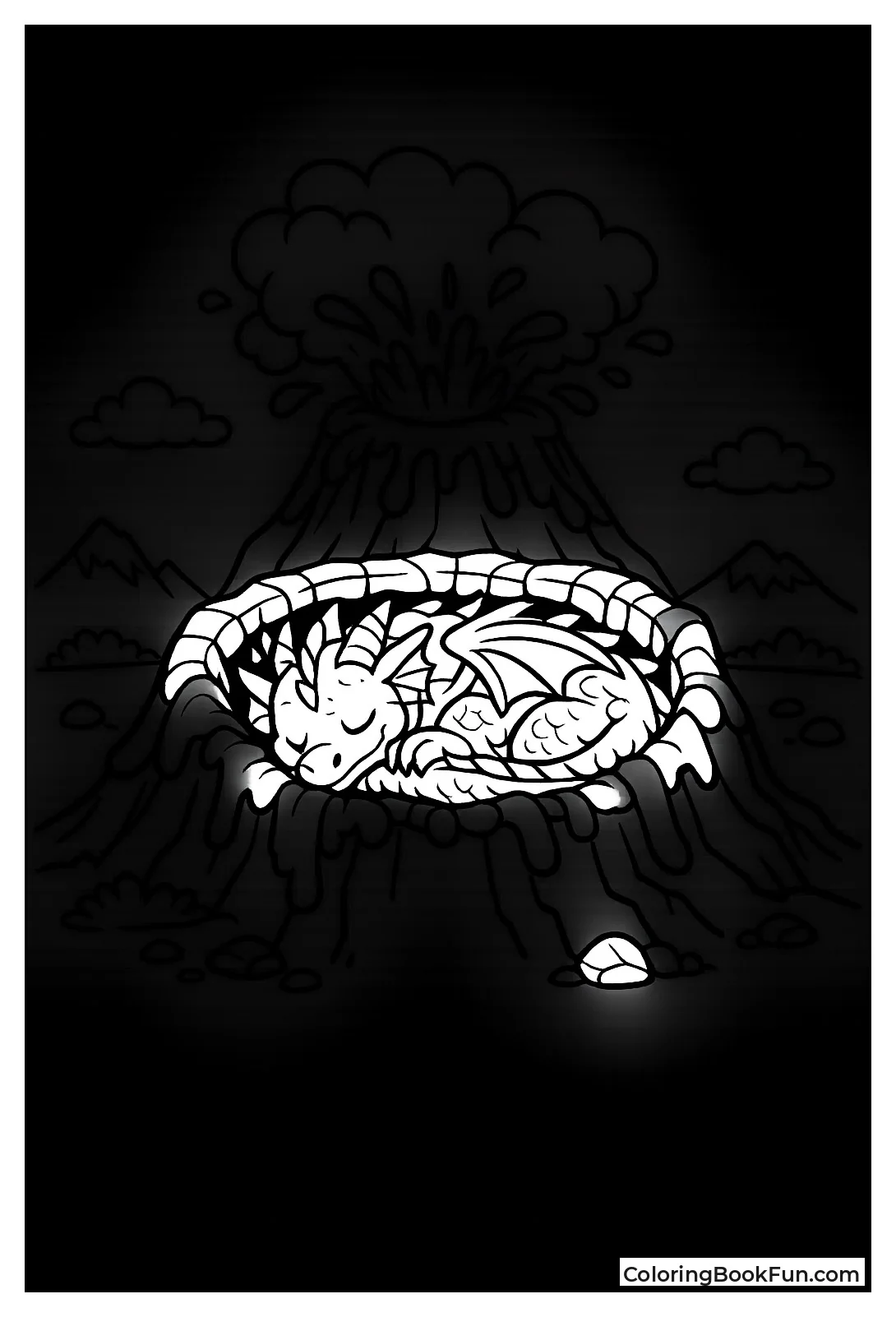 Dragon Sleeps in Lava Crater